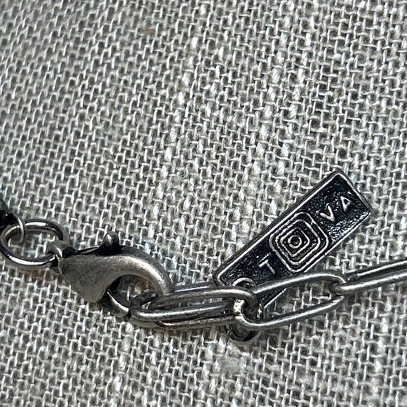 TOVA Rydell Necklace Antique Silver Statement Holiday Sparkle Runway Glam Drop - Picture 5 of 16